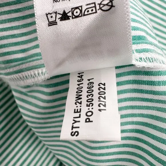 Vinyard‎ Vines Striped Pintuck Long Sleeve Top in Stripe Seawall Green Size S - Picture 11 of 11